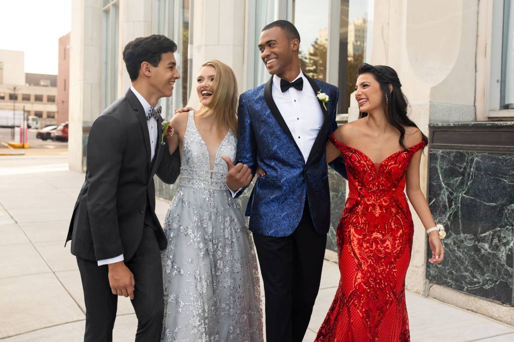 Group of teens in their prom attire